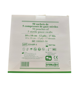 Compresse de gaze hydrophile stérile 17 fils 10 x 10 cm