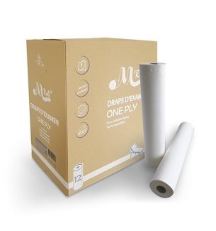 Rouleaux de draps d’examen blancs monocouches gaufrés One Ply - 50 x 35 cm