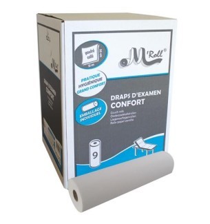Rouleaux de draps d’examen blancs ouatés gaufrés Confort - 50 x 35 cm