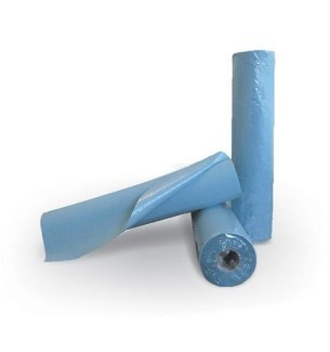 Rouleaux de draps d'examen plastifiés bleus - 50 x 38 cm