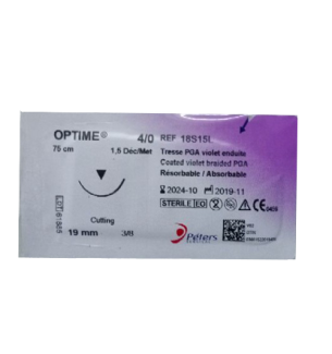 Tresse résorbable Optime® 75cm 4/0 Aig19mm Violet