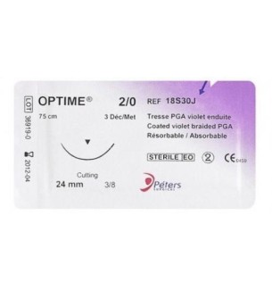 Tresse résorbable Optime® 75cm 3/0 Aig19mm Incolor