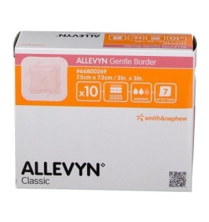 Pansement hydrocellulaire Allevyn Gentle Border 7,5 x 7,5 cm
