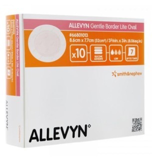 Pansement hydrocellulaire Allevyn Gentle Border Lite Oval 8,6 x 7,7 cm