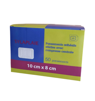 Pansement adhésif stérile avec compresse centrale 10 cm x 8 cm