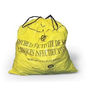 Sac lien coulissant pour Dasri 20 L, 450 x 450 mm, 19 microns - Le carton de 500 sacs