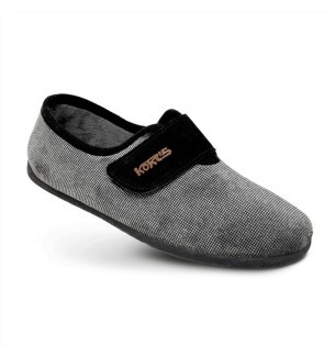 Chaussons Jose - Bi-ton gris avec velcro noir - Taille 40