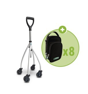 Pack Wheeleo® - Déambulateur à une main + une boite de 8 Wheebag