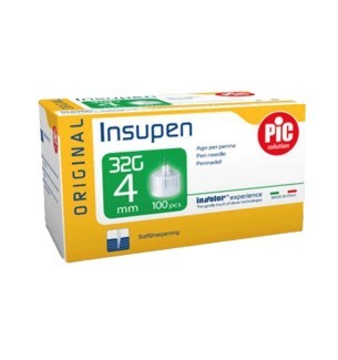 Aiguilles pour stylos Insupen Original - 32 G x 4 mm - Paroi ultra fine